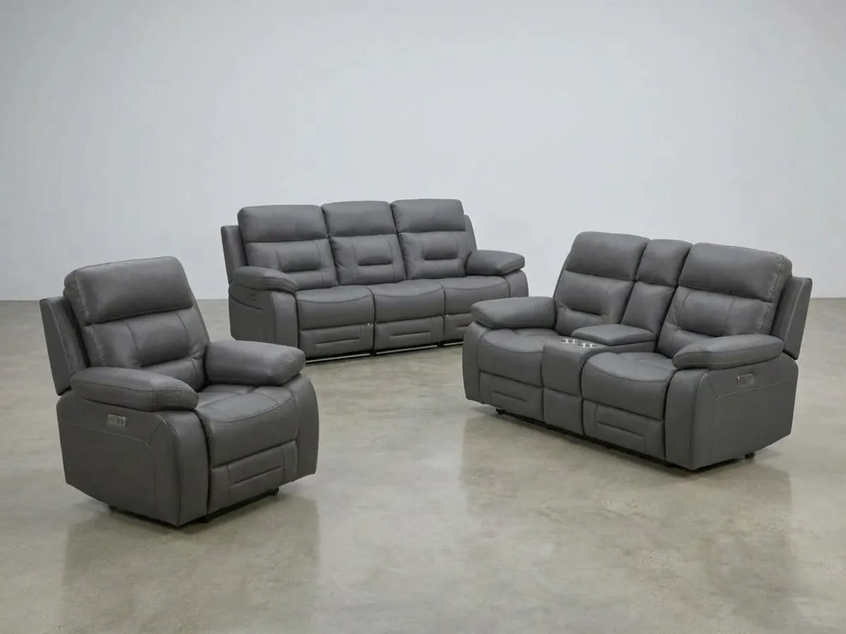 Monaco Electric Dark Grey & Black Leather Recliner - Image 3