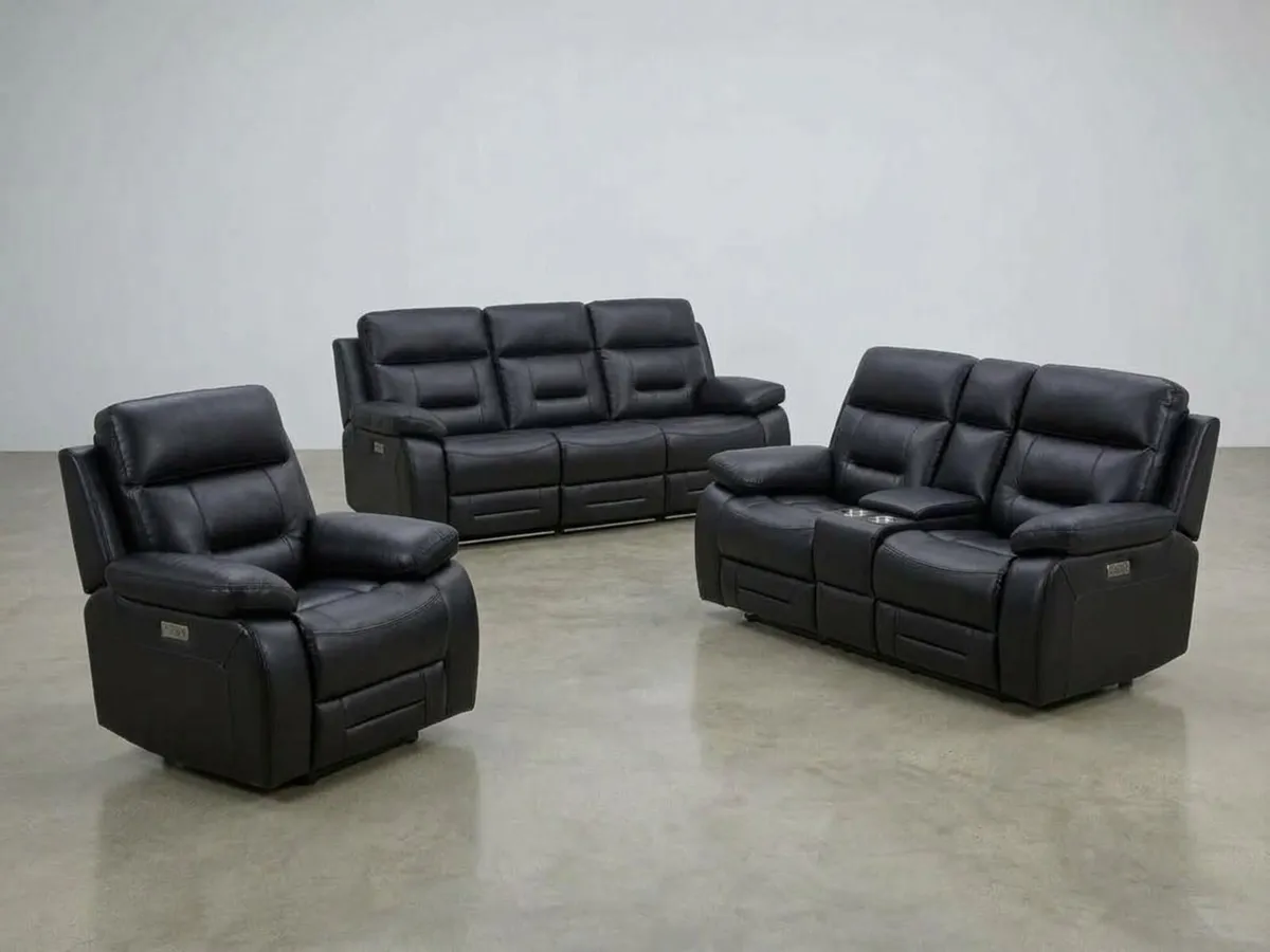 Monaco Electric Dark Grey & Black Leather Recliner - Image 4