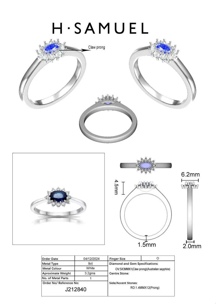 jewellery - Sapphire and diamond ring - Image 2