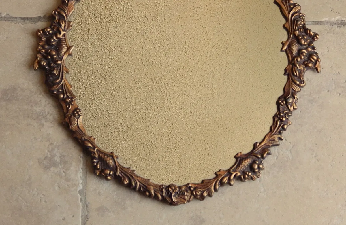 Vintage Ornate Metal Frame Ribbon Bow Wall Mirror - Image 3
