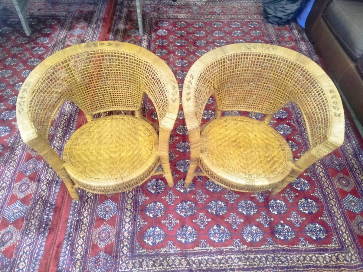 Vintage Ratan Tub Chairs - Image 2