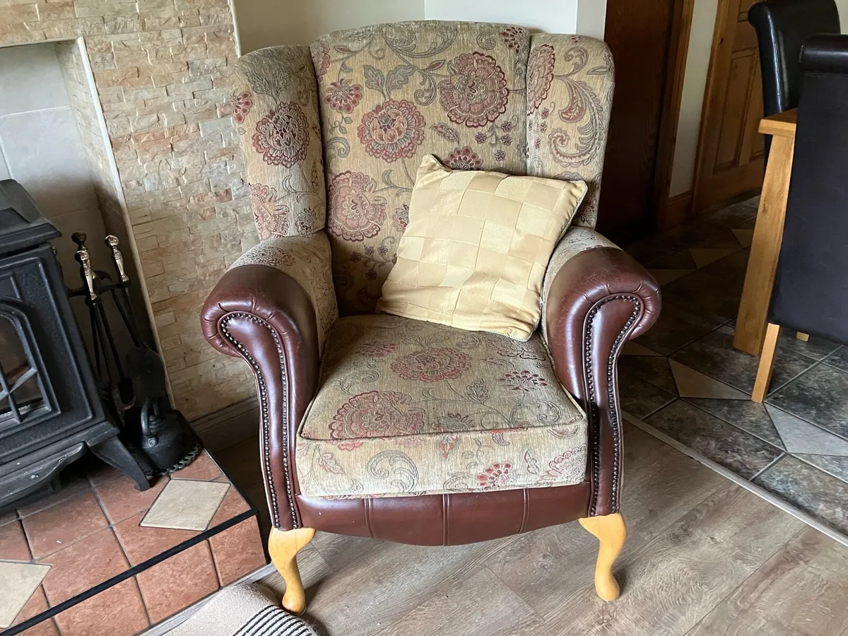 Sofa, matching chair & pouffe - Image 1