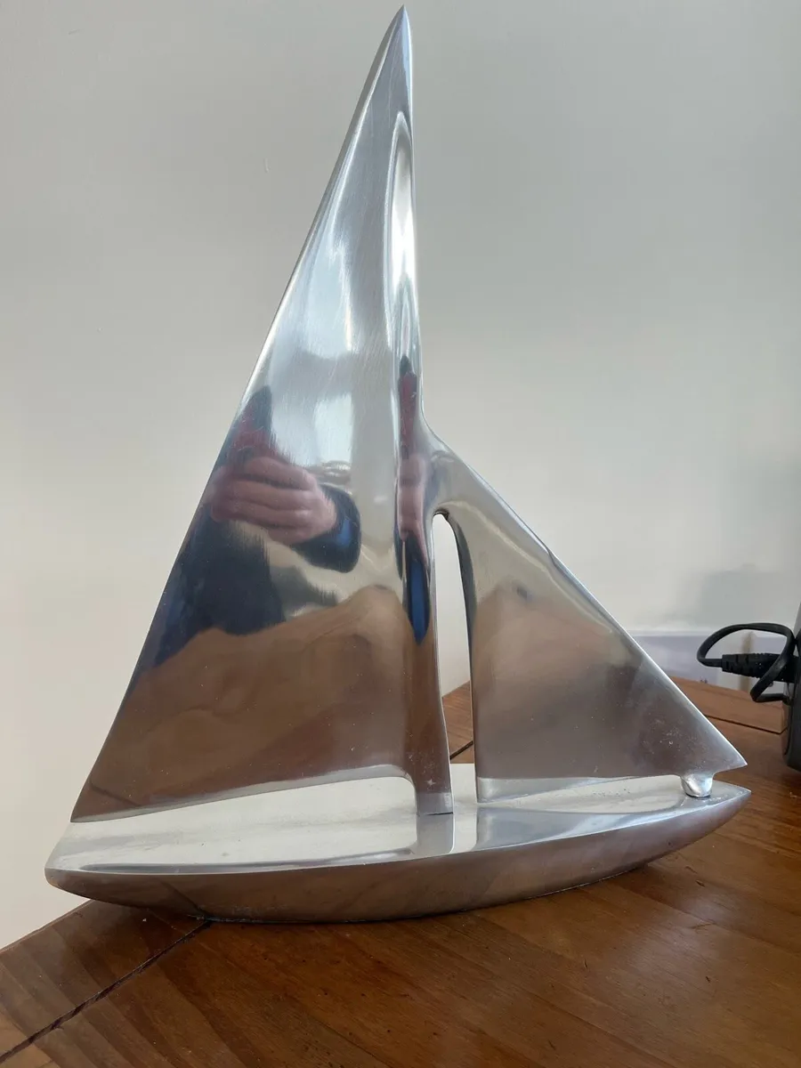 Large sailing boat sculpture 37cm high - Image 2
