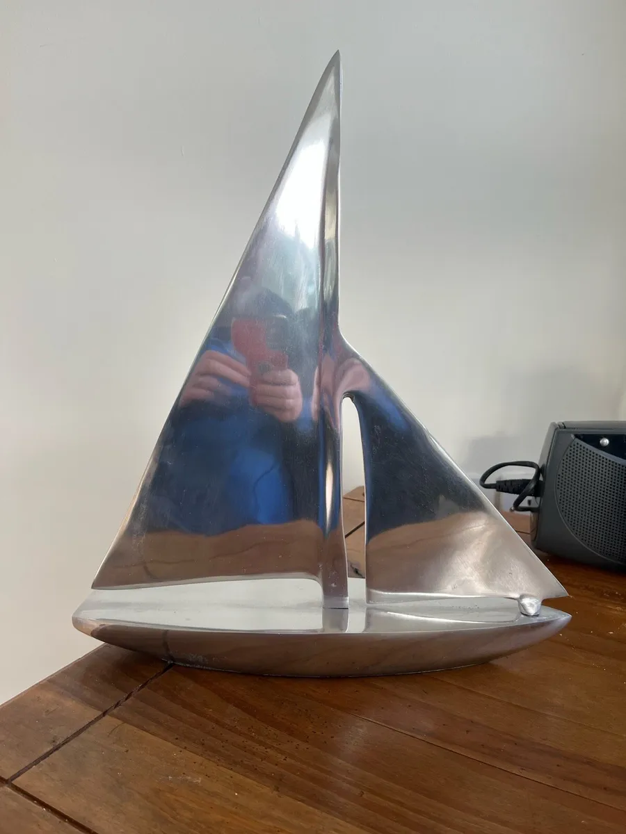 Large sailing boat sculpture 37cm high - Image 3