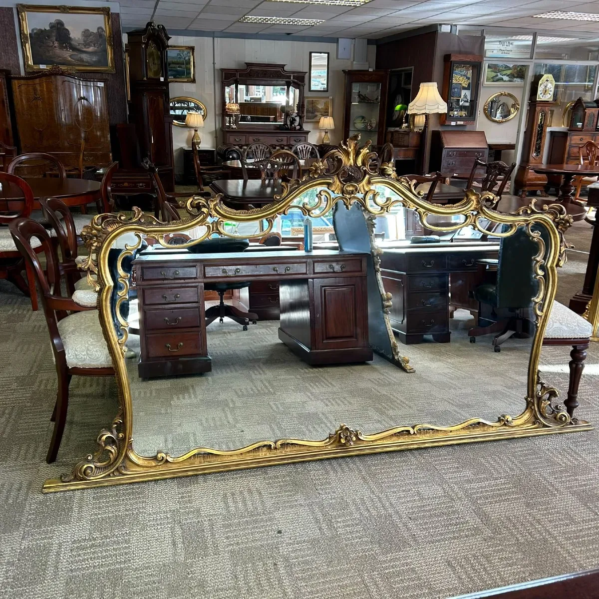A magnificent large decorative overmantel mirror - Image 1