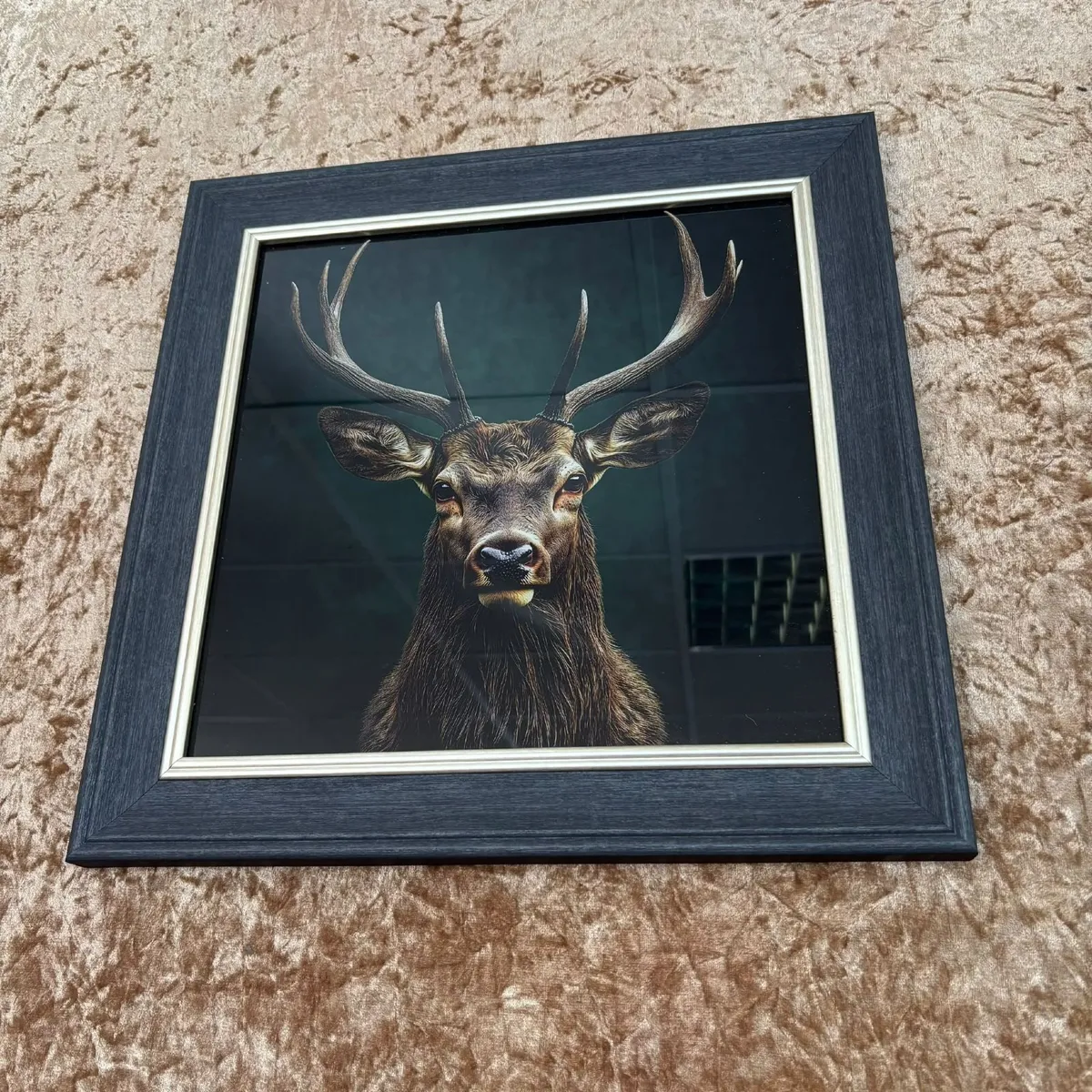 A striking framed wildlife portrait featuring a ma - Image 1
