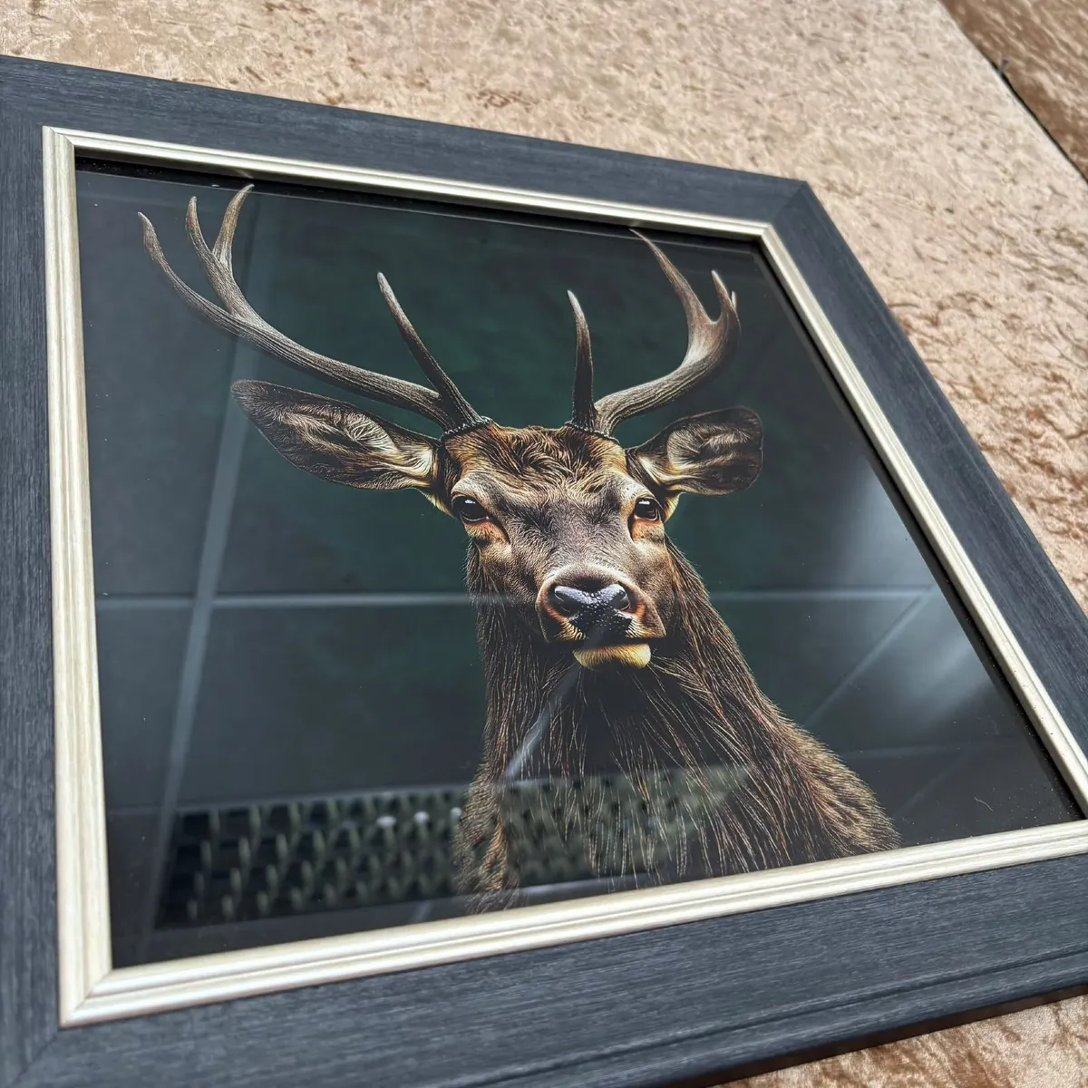 A striking framed wildlife portrait featuring a ma - Image 3