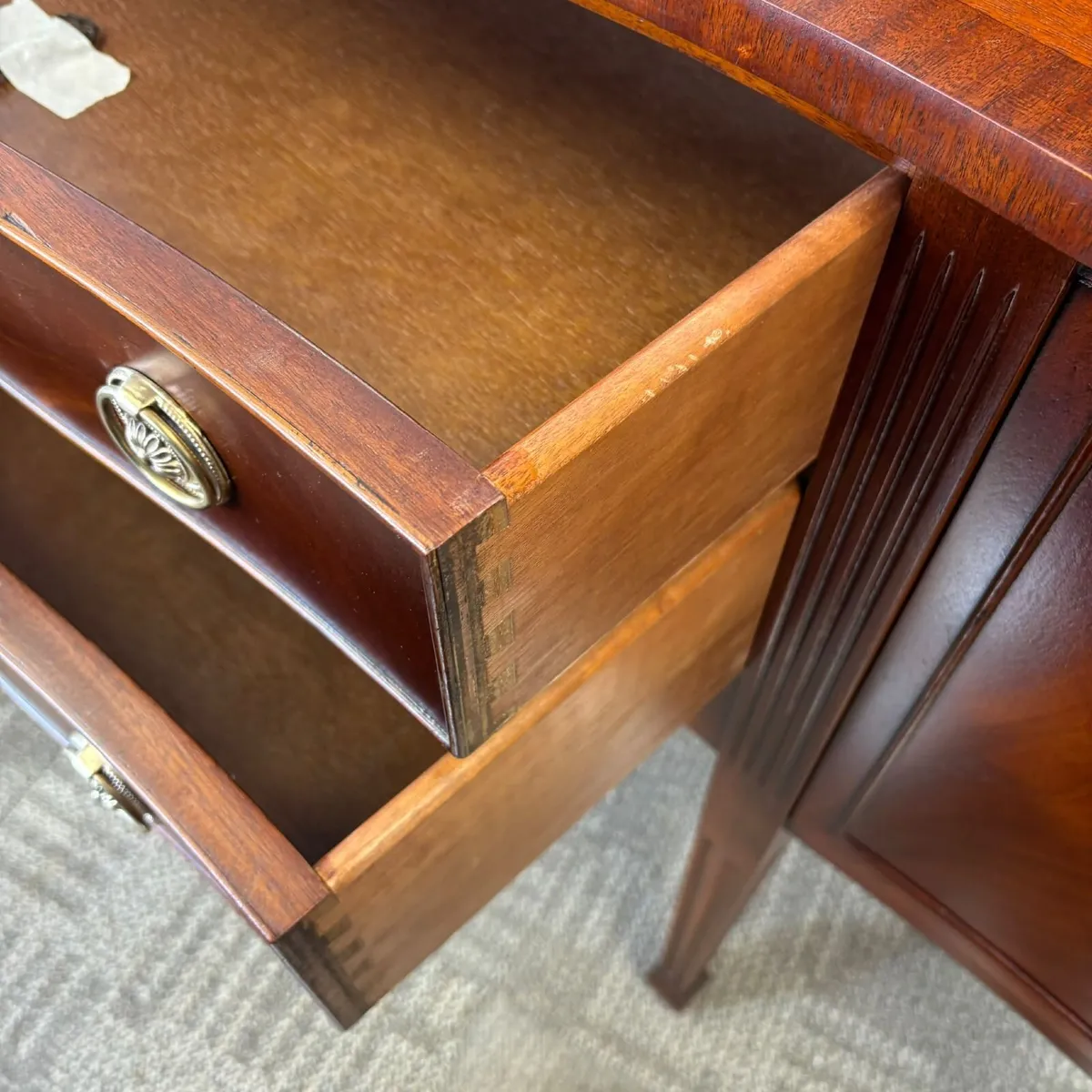 An attractive mahogany flamed bow fronted serpenti - Image 4