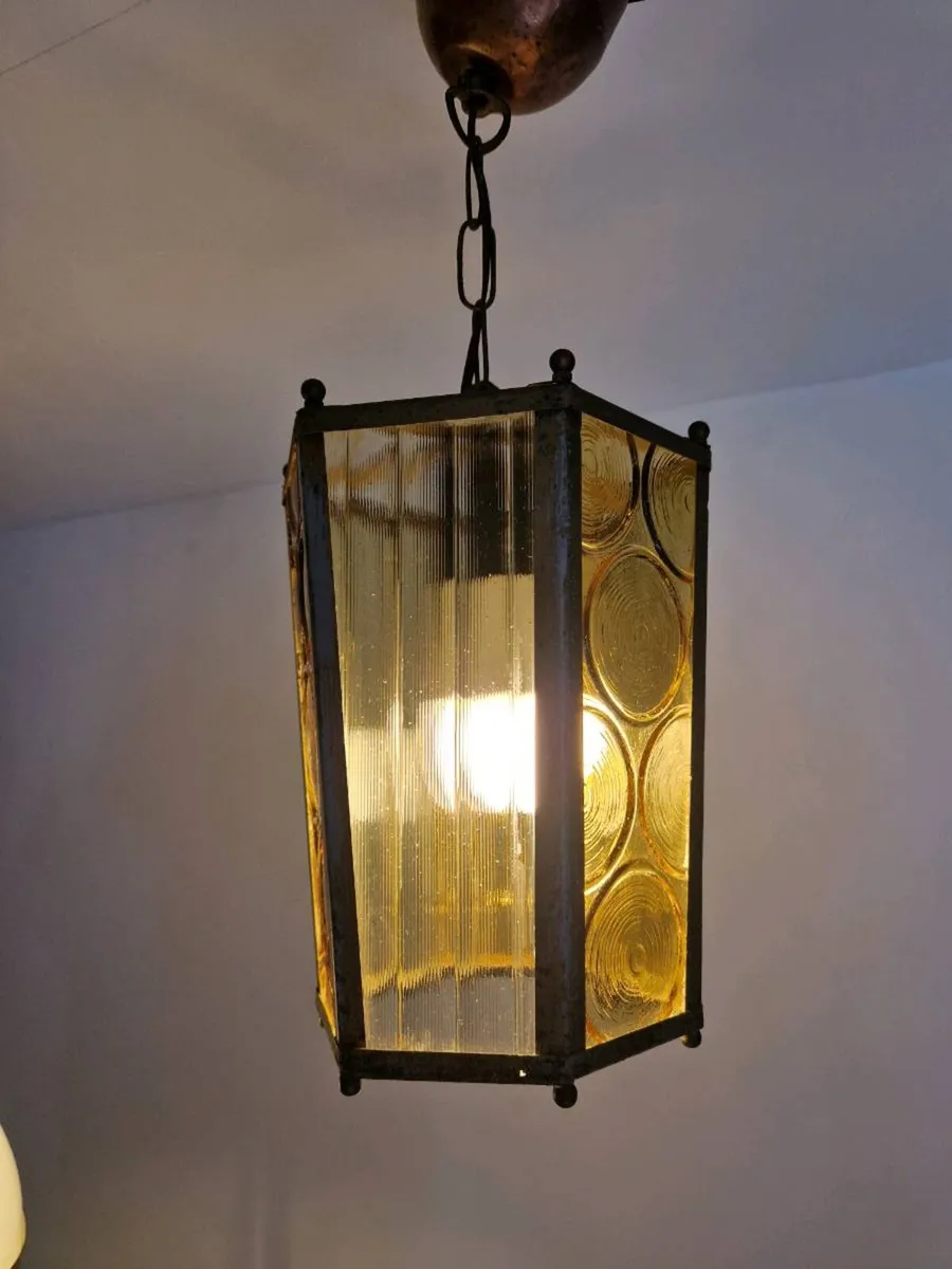 Antigue French Copper Lantern ceiling light - Image 1