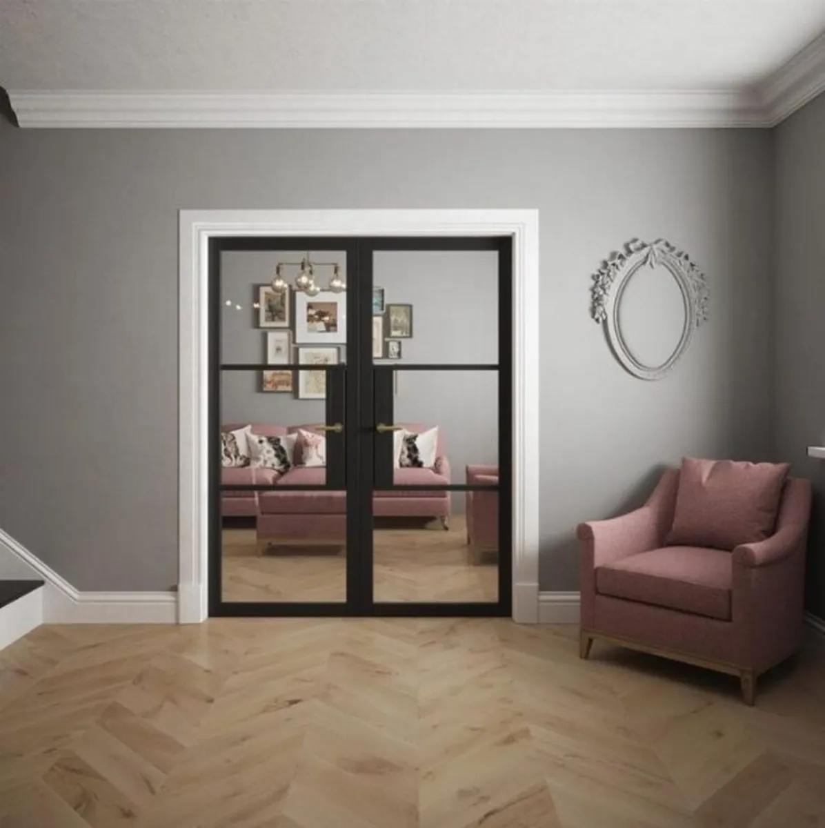 Seattle 3 Lite Clear Glass Black Primed Doors - Image 2
