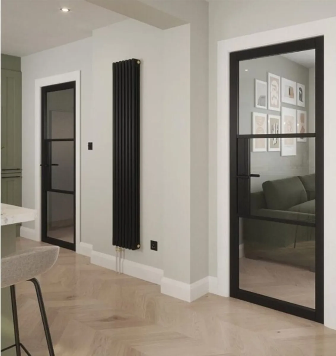 Seattle 3 Lite Clear Glass Black Primed Doors - Image 3