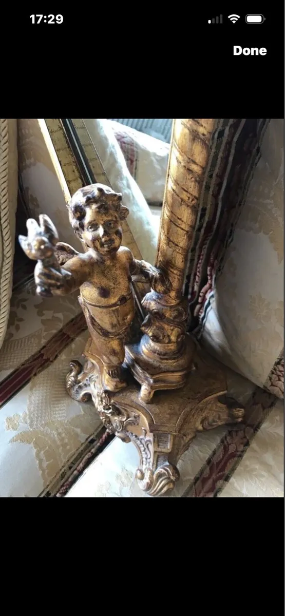 Antique Harp Shaped Tabletop mirror - Image 4