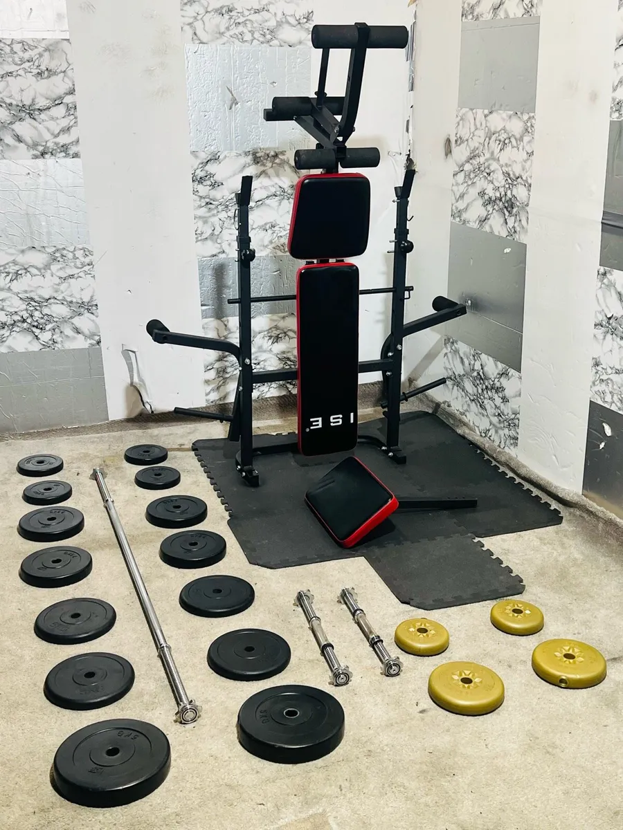 ADJUSTABLE WEIGHT BENCH WEIGHTS BAR MATS DUMBLLS - Image 2