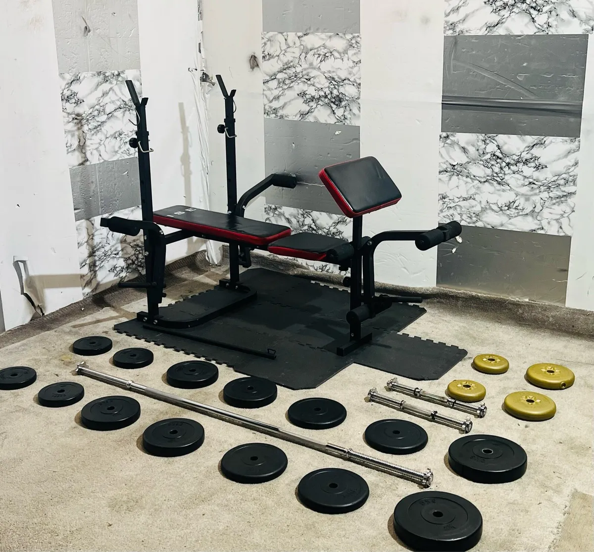 ADJUSTABLE WEIGHT BENCH WEIGHTS BAR MATS DUMBLLS - Image 3