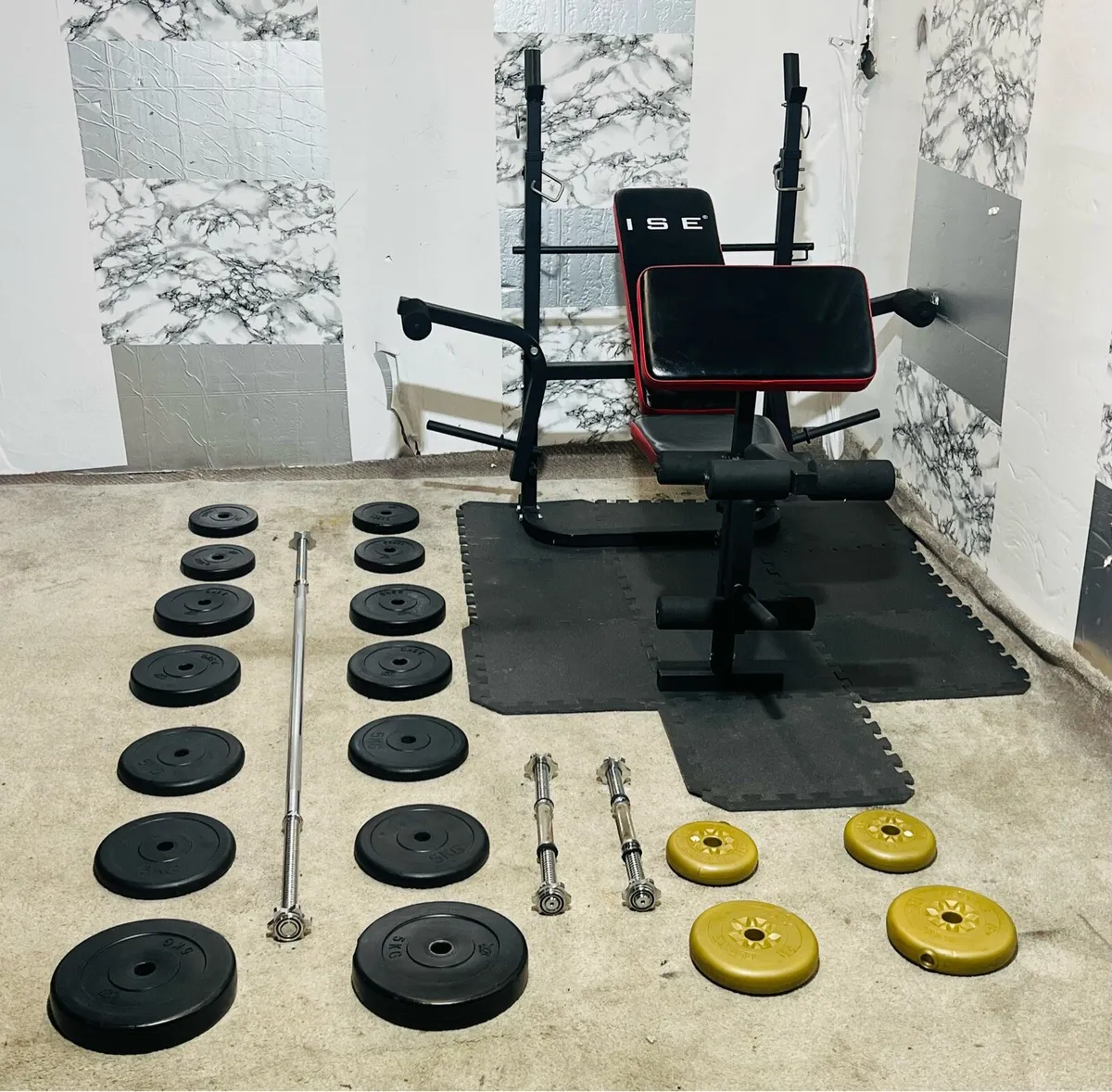 ADJUSTABLE WEIGHT BENCH WEIGHTS BAR MATS DUMBLLS - Image 4