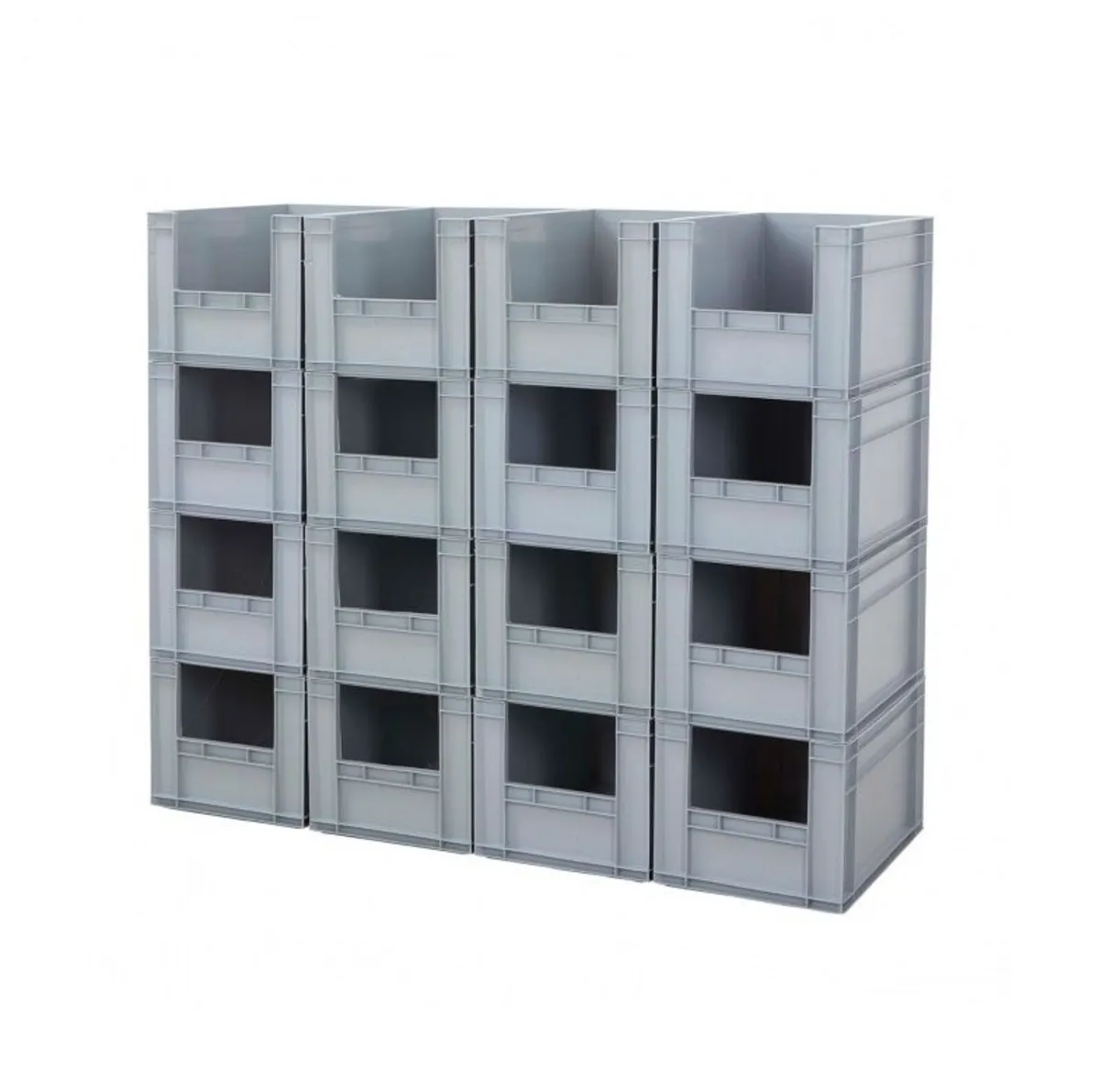 Grey Plastic Open Front Euro Storage Boxes Bins - Image 1