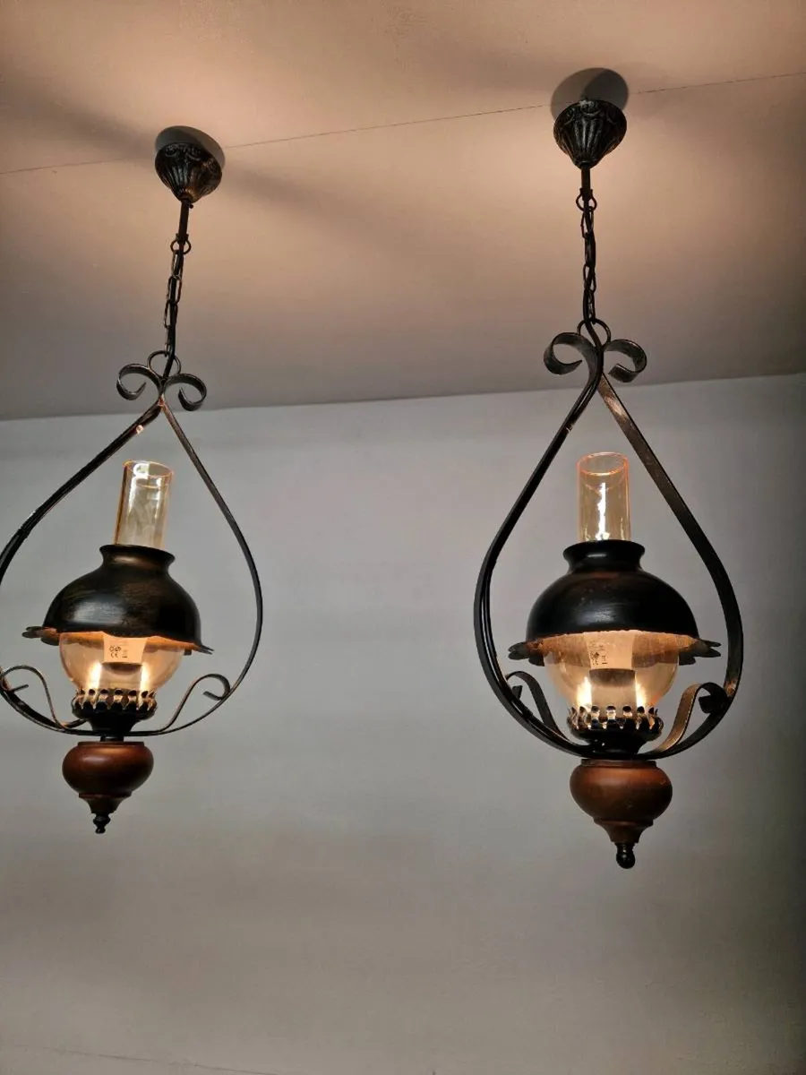 Pair of Vintage French 1970s ceiling lights - Image 1