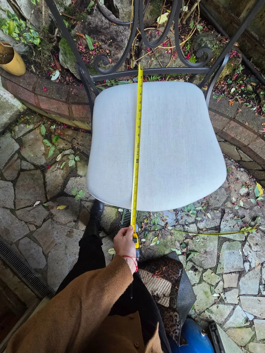 3 x Wrought Iron Bar Stools with Linen Seats - Image 4