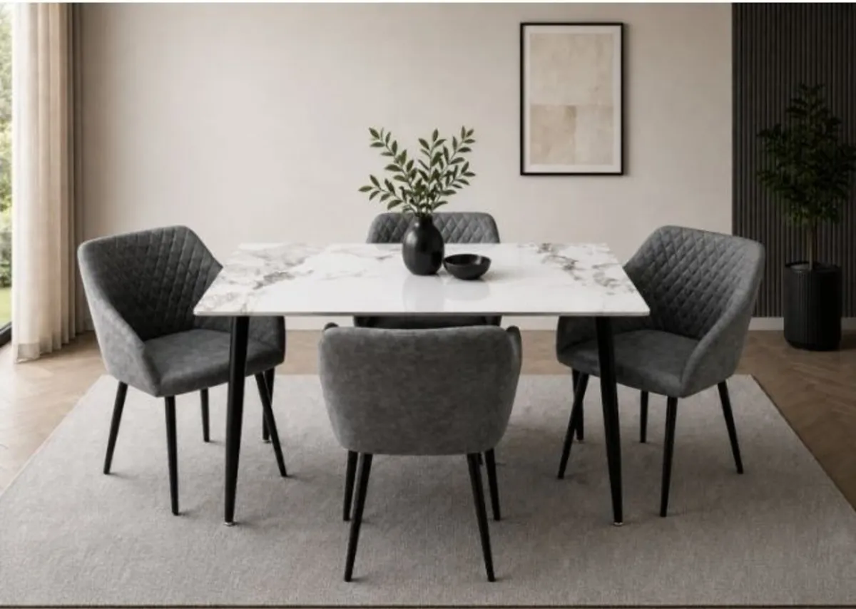 Ariana Sintered Stone Dining Table + 4 Chairs - Image 2