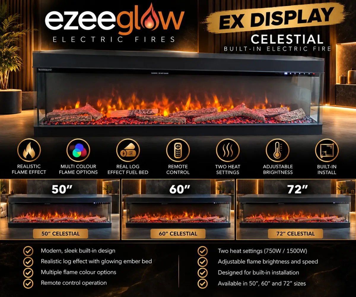 Ezee Glow Celestial Electric Fire built in Media w - Image 1