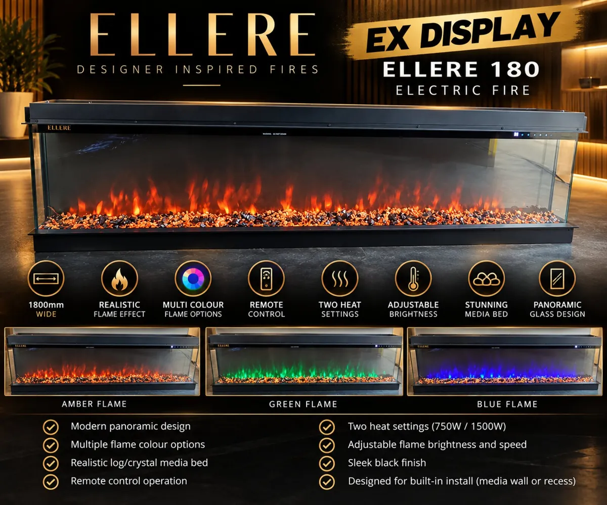 Ellere Media Wall 180 Built In Electric Fire - Image 1
