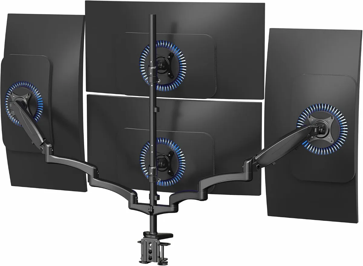 Quad Pneumatic Monitor Mount for 4 Screens Up - Image 1