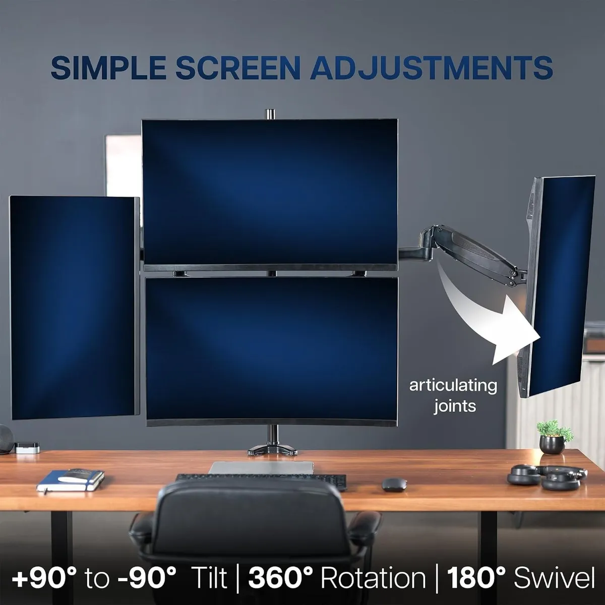 Quad Pneumatic Monitor Mount for 4 Screens Up - Image 4