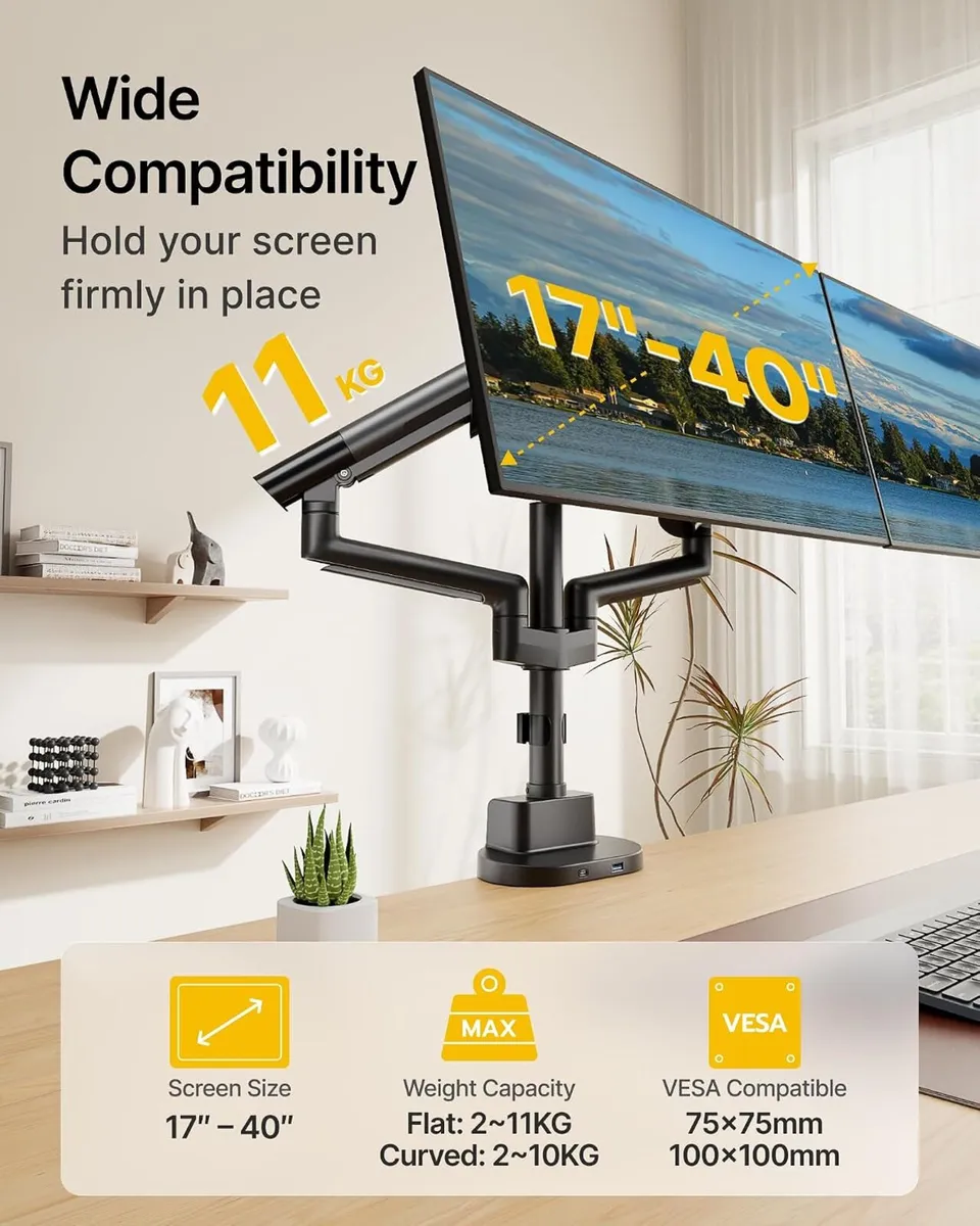 Dual Monitor Arm for 17-40 Inch Screens Up - Image 2