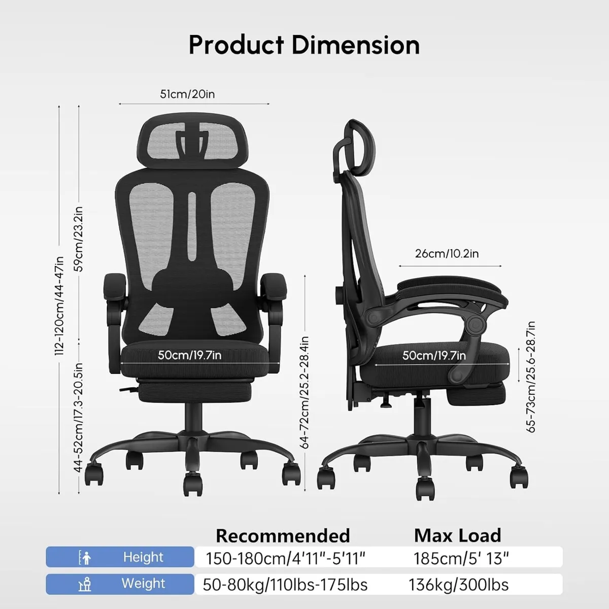 Office Chair with Footrest Headrest Ergonomic - Image 2