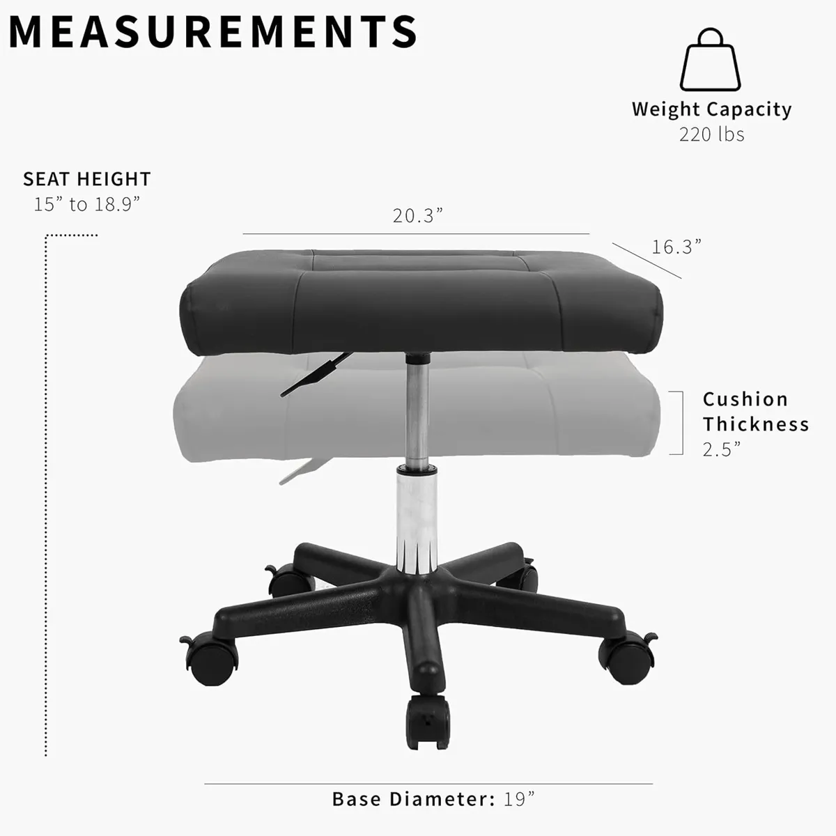 Ergonomic Mobile Footrest with Wheels Height - Image 4