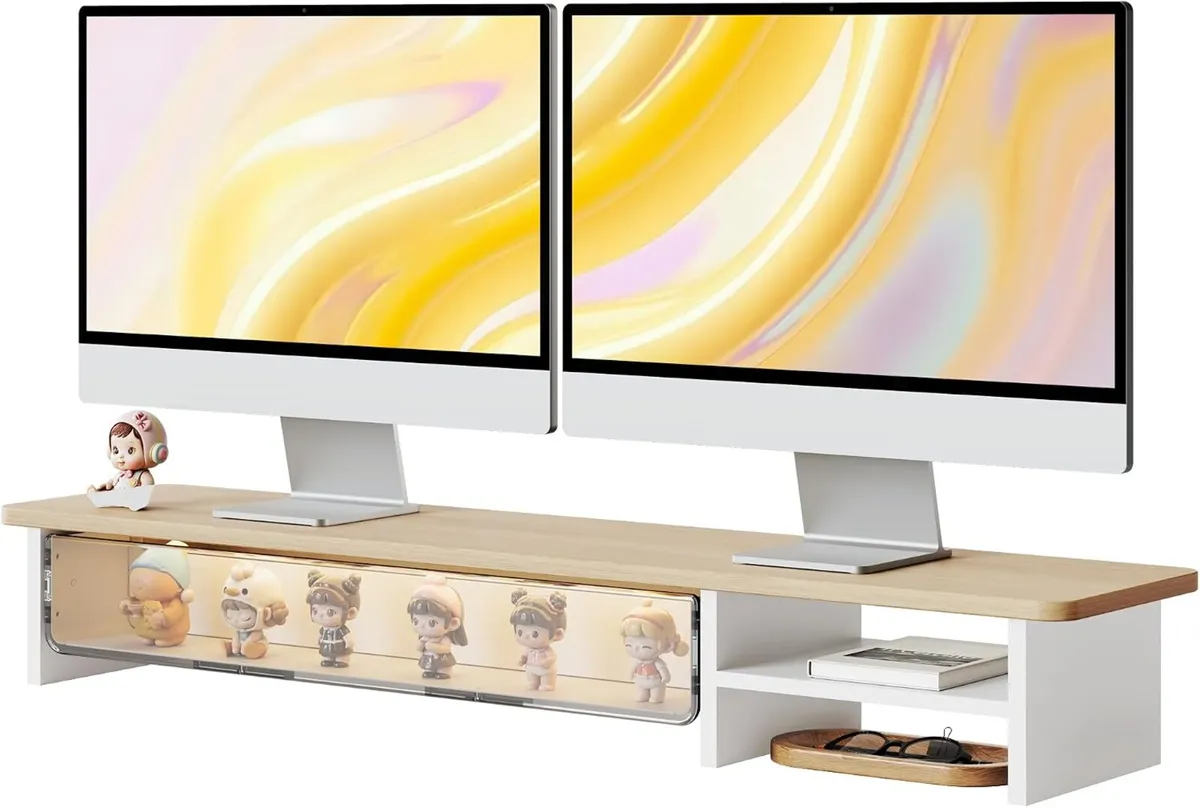 Monitor Stand with Drawers Blind Box Storage Space - Image 1