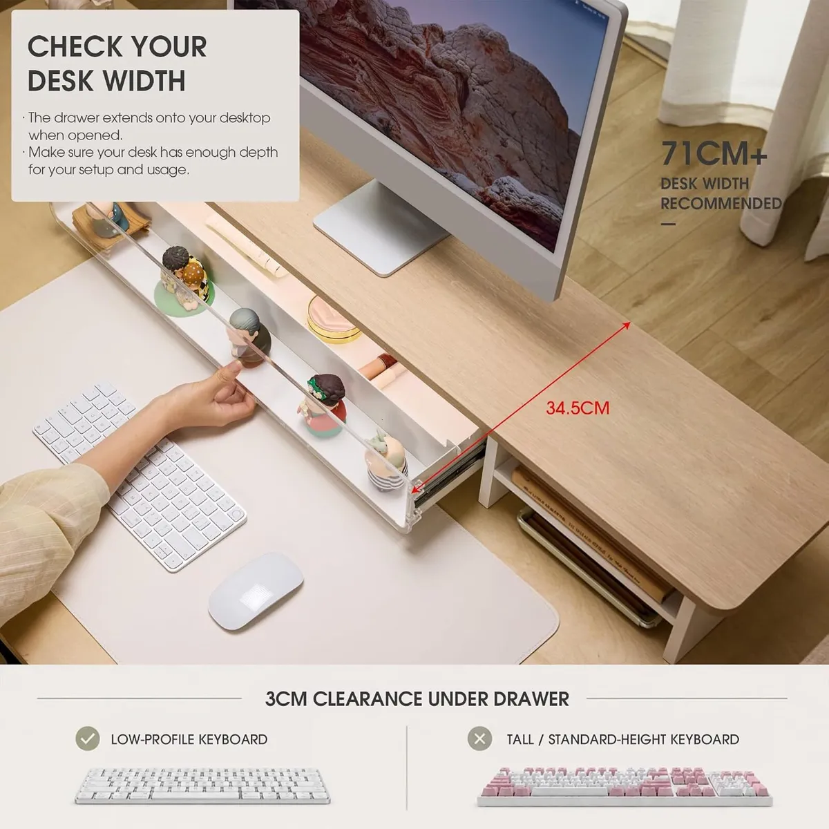 Monitor Stand with Drawers Blind Box Storage Space - Image 2