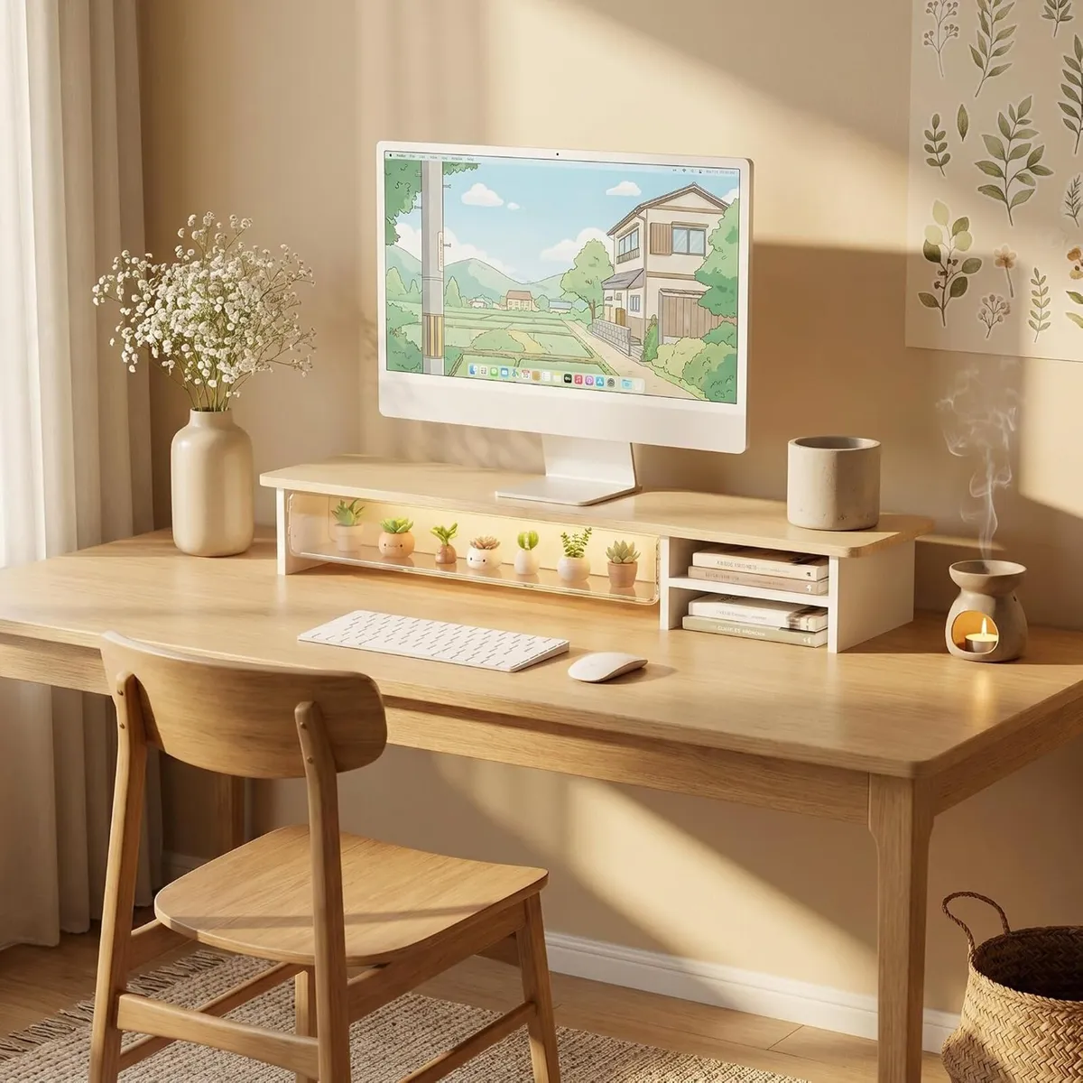 Monitor Stand with Drawers Blind Box Storage Space - Image 4