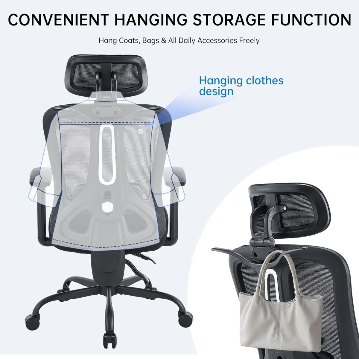 Ergonomic Office Chair Mesh Desk with Headrest - Image 3