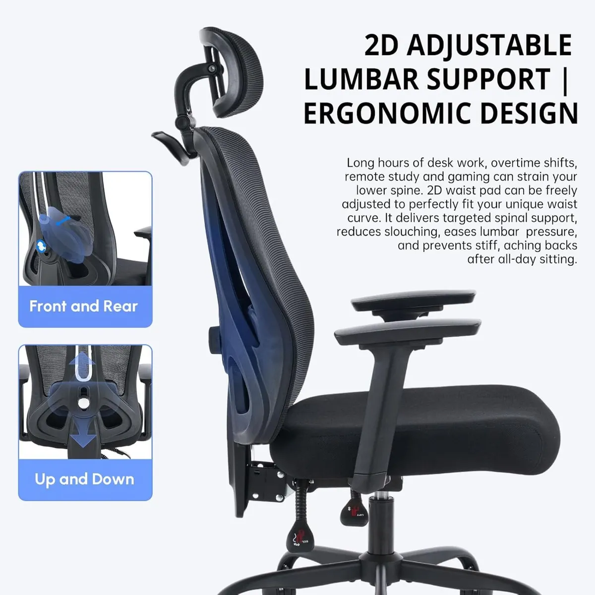 Ergonomic Office Chair Mesh Desk with Headrest - Image 4