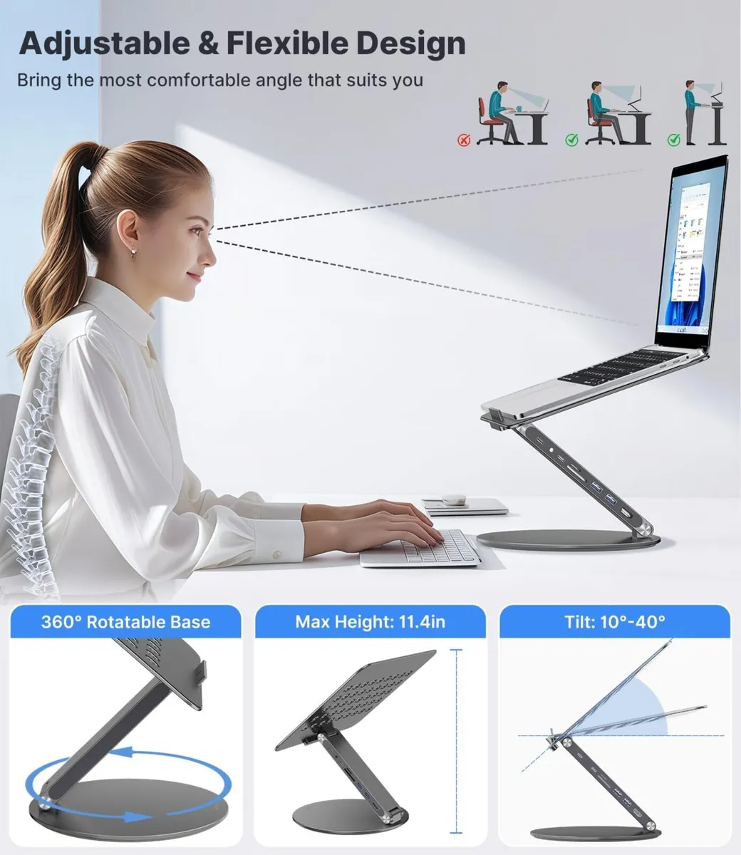 X53 Laptop Stand Desk with 8-In-1 Docking Station - Image 4