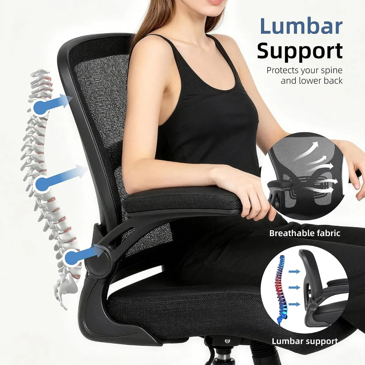 Office Chair Desk Ergonomic Home Mesh Lumbar - Image 4