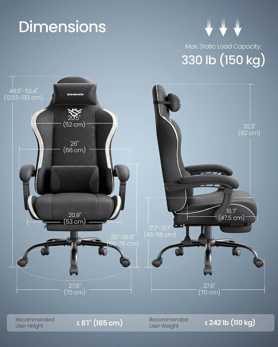 Gaming Chair Ergonomic Office with Footrest - Image 3