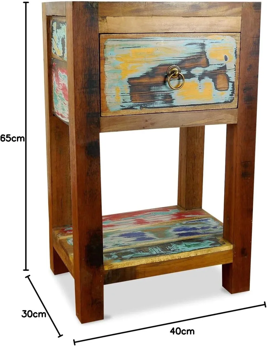 Reclaimed Boat Wood Bedside Table Handmade Chest - Image 3