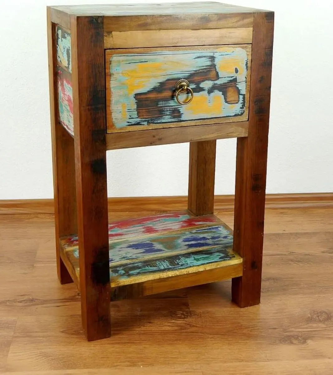 Reclaimed Boat Wood Bedside Table Handmade Chest - Image 4