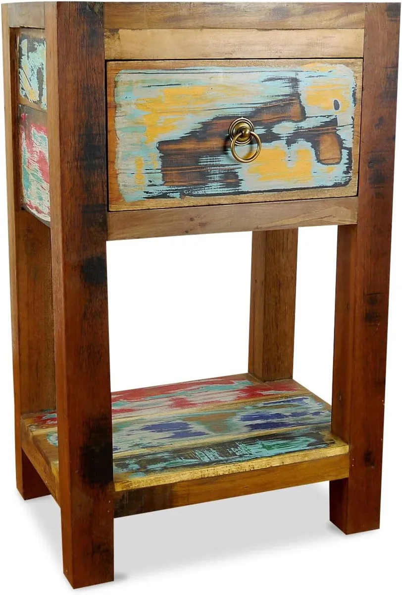 Reclaimed Boat Wood Bedside Table Handmade Chest - Image 1