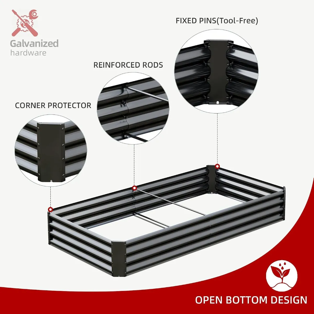 2pcs Metal Galvanized Raised Garden (Set of 2) - Image 4