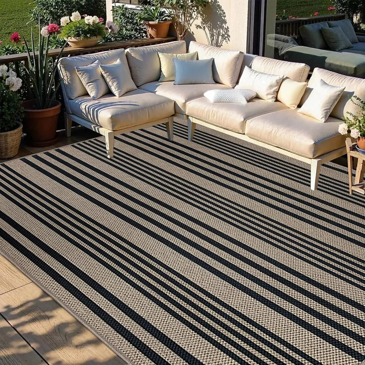 Striped Easy Jute Rug Non Slip Washable Area Rugs - Image 3