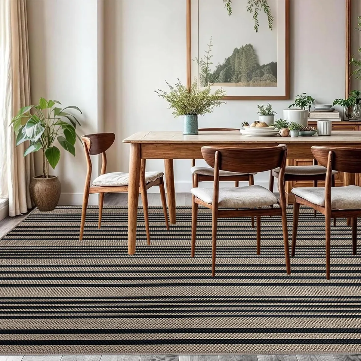 Striped Easy Jute Rug Non Slip Washable Area Rugs - Image 4