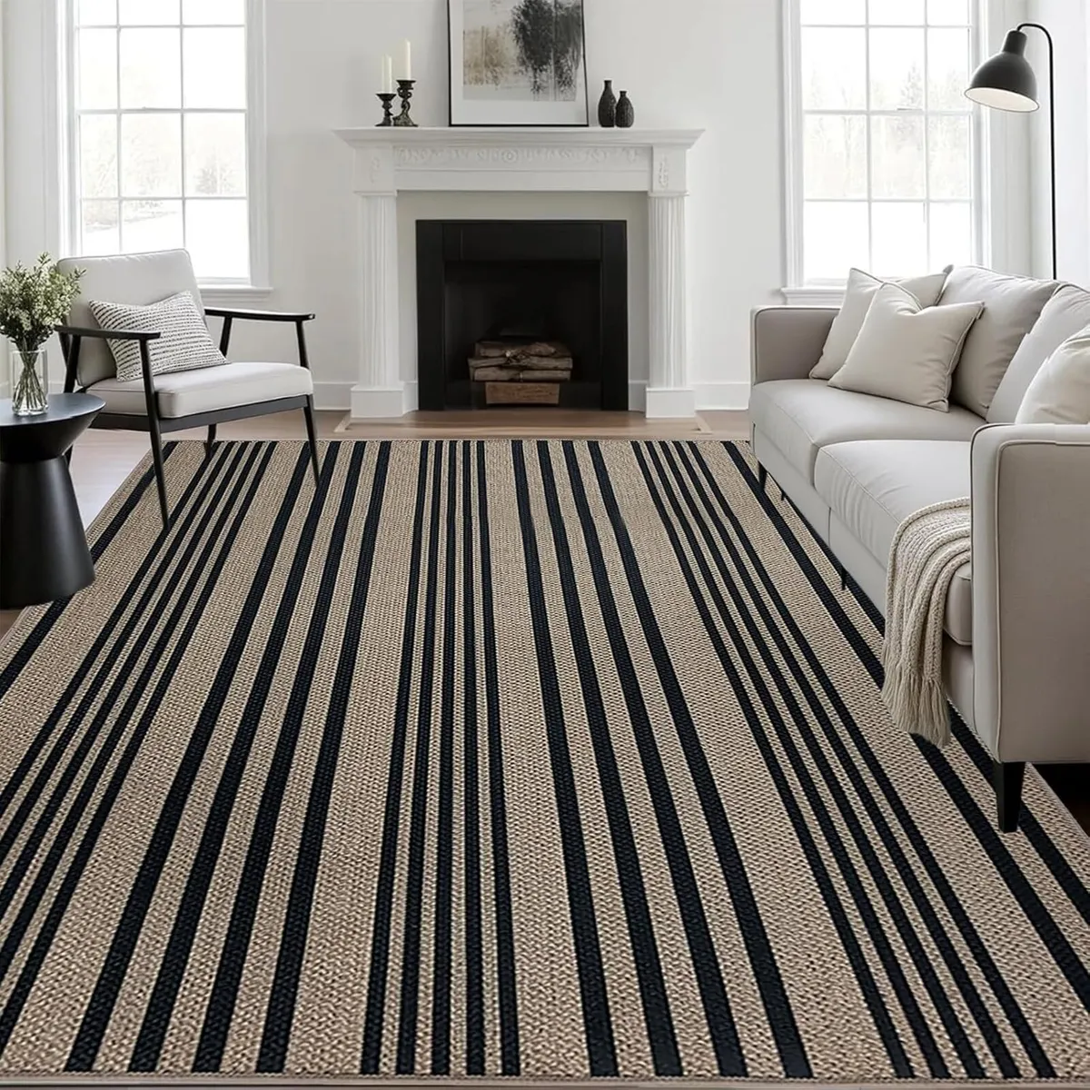 Striped Easy Jute Rug Non Slip Washable Area Rugs - Image 2
