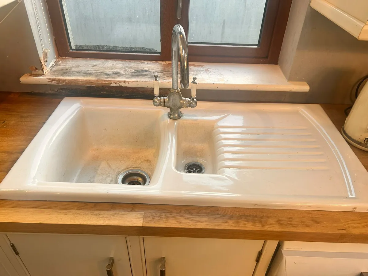 Sanindusa Lusitano 1.5 Bowl Ceramic Kitchen Sink & - Image 2