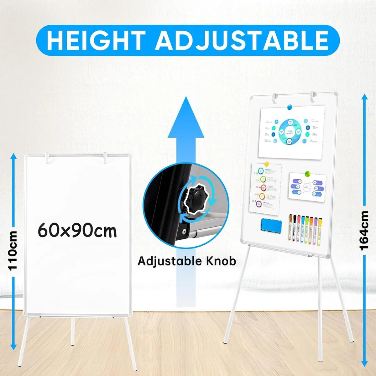 60x90CM Portable Flipchart Stand Height - Image 3