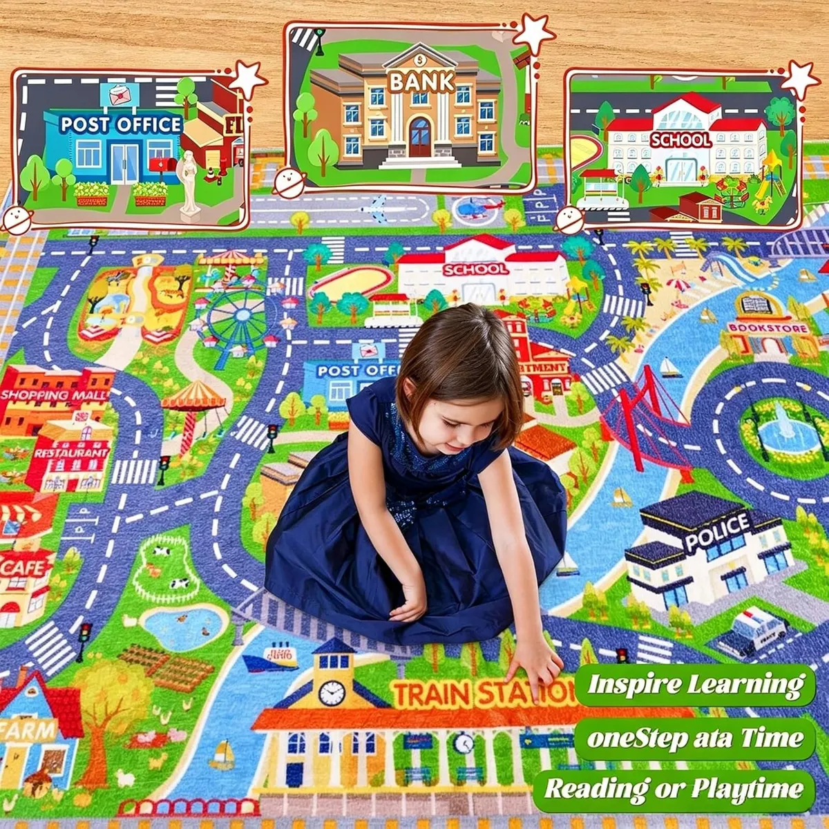 Kids Carpet Playmat Rug City Life Huge - Image 3