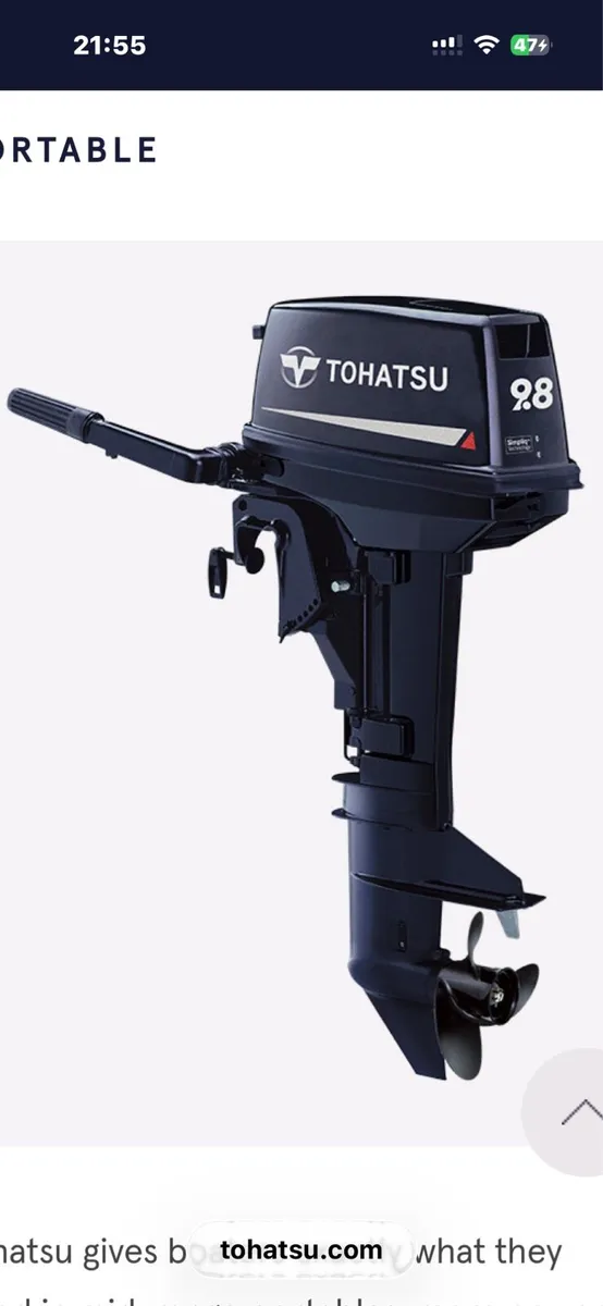 9.8 2 stroke tiller electric & pull start outboard - Image 1