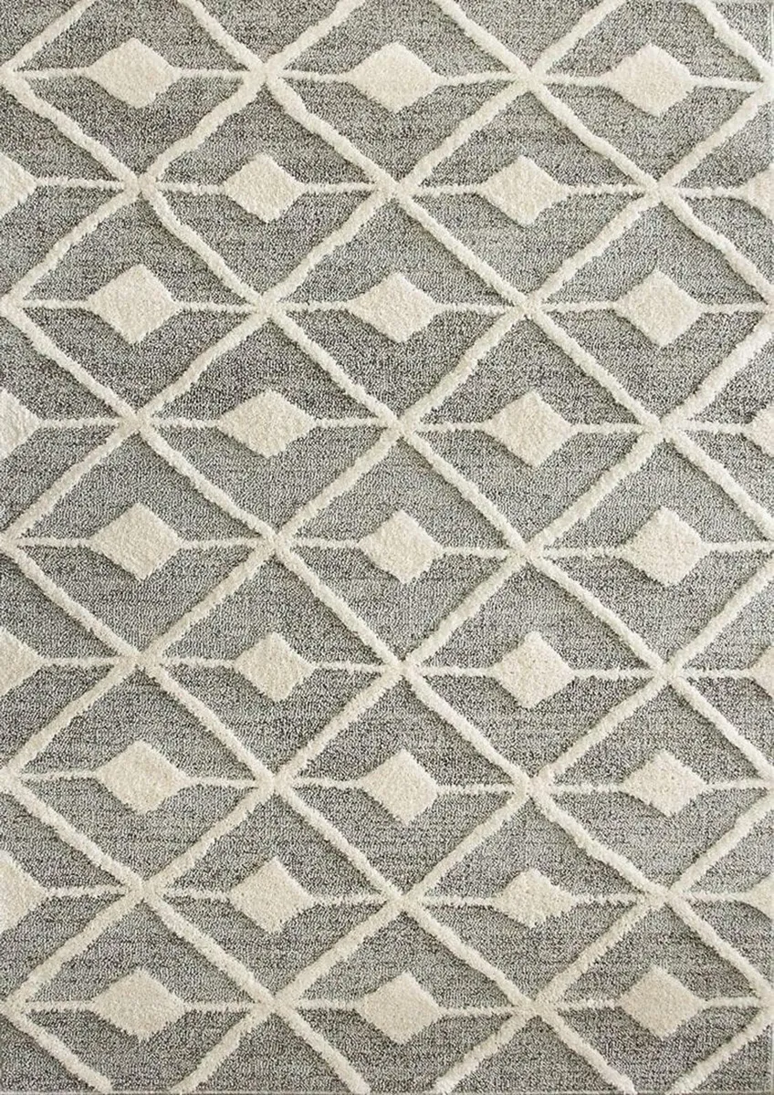 Textured Trellis Striped Rug Large Diamond Aztec - Image 1